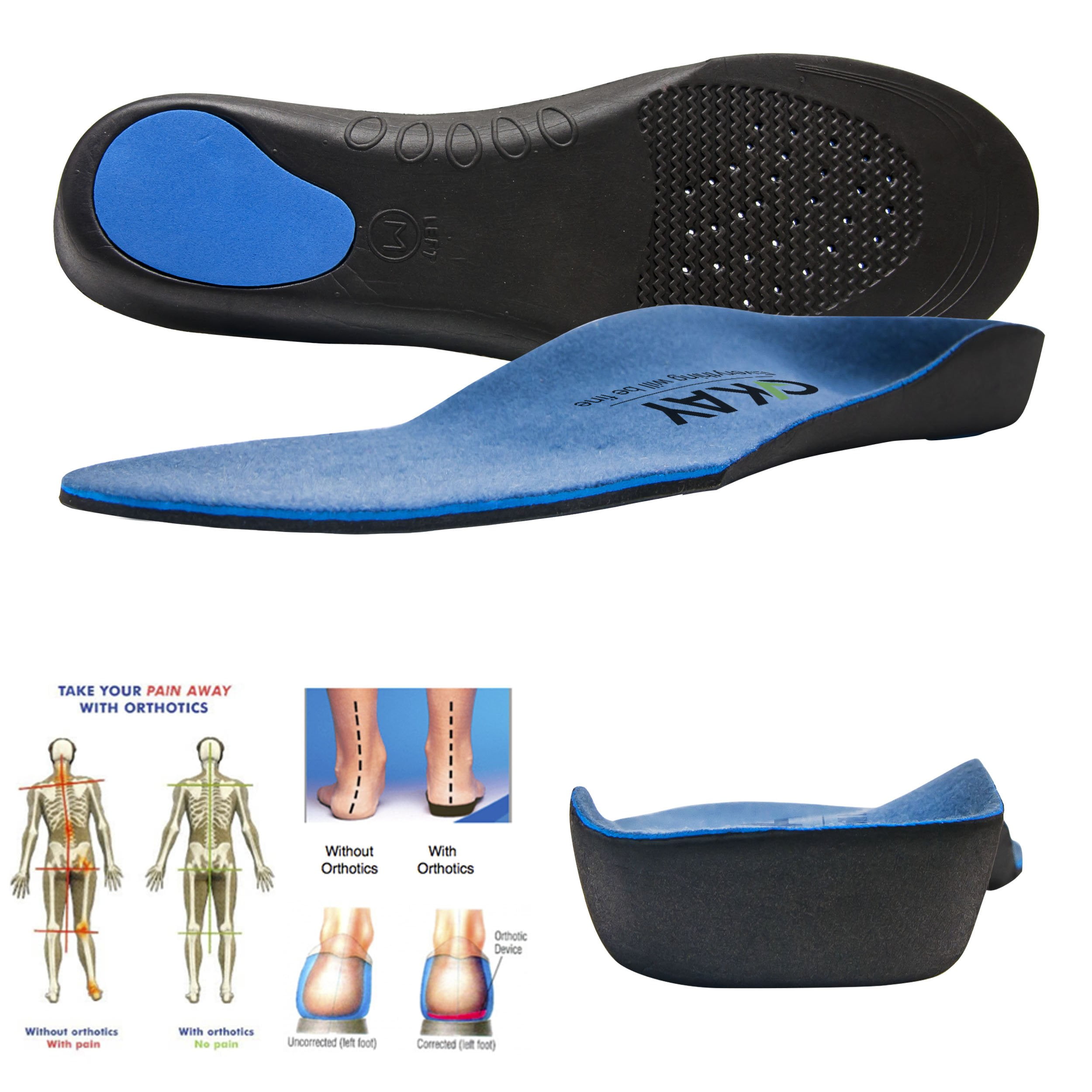 Arch Support Orthotic Shoe Insoles, Medium (Men 8.5 10, Women 9.5