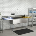 thumbnail image 5 of 102 in. Three Compartment Commercial Sink Bowl Size 18x24x14 Stainless-Steel 18 Gauge with Two Drainboards (KM-SC182414-24B3), 5 of 9