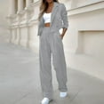thumbnail image 2 of GILIGEGE Two Piece Sets for Women Women's Collar Striped Suit Set Short Suit Top Loose Casual Pants Set Grey Xxl, 2 of 6