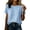Light Blue, variant on Staron Women's Linen Button-Down Shirt Casual Round Neck Short Sleeve Loose Blouse Top, Navy XXL