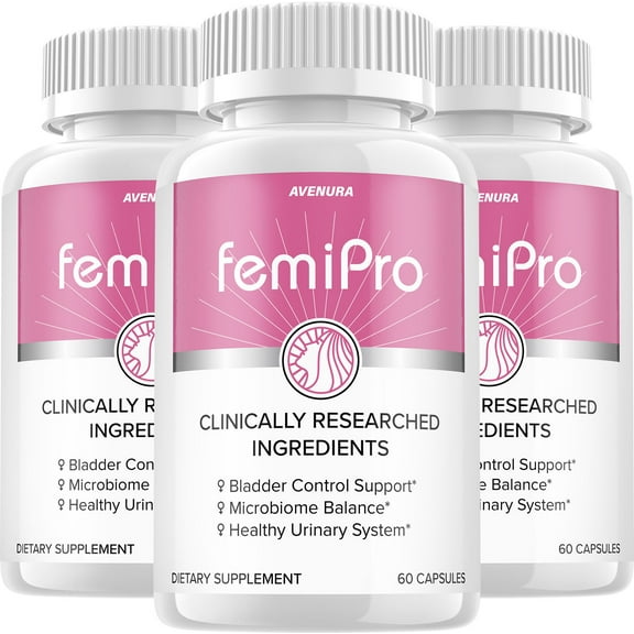 FemiPro Bladder Support Supplement - Probiotic Pills, Urinary Control, Bladder Leaks, 3 Pack, 180 Capsules