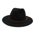 thumbnail image 2 of Fedora Hat Soft with Belt Buckle Thickened Vintage Decoration Warm Felt Hat Black, 2 of 8