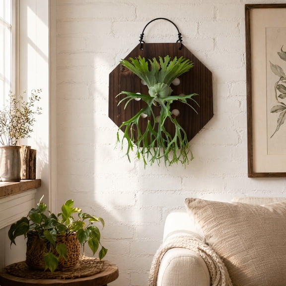 OUNONA Dark Brown Wooden Wall Planter Vertical Mount for Indoor Ferns Orchids and Succulents