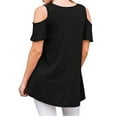 thumbnail image 3 of JustVH Womens Cold Shoulder Soild Color Casual Tunic Blouse Tops, 3 of 4