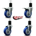 thumbnail image 2 of 4 Inch Blue Poly Swivel 1-3/4 Inch Expanding Stem Caster Set 2 Total Lock Brakes, 2 of 2