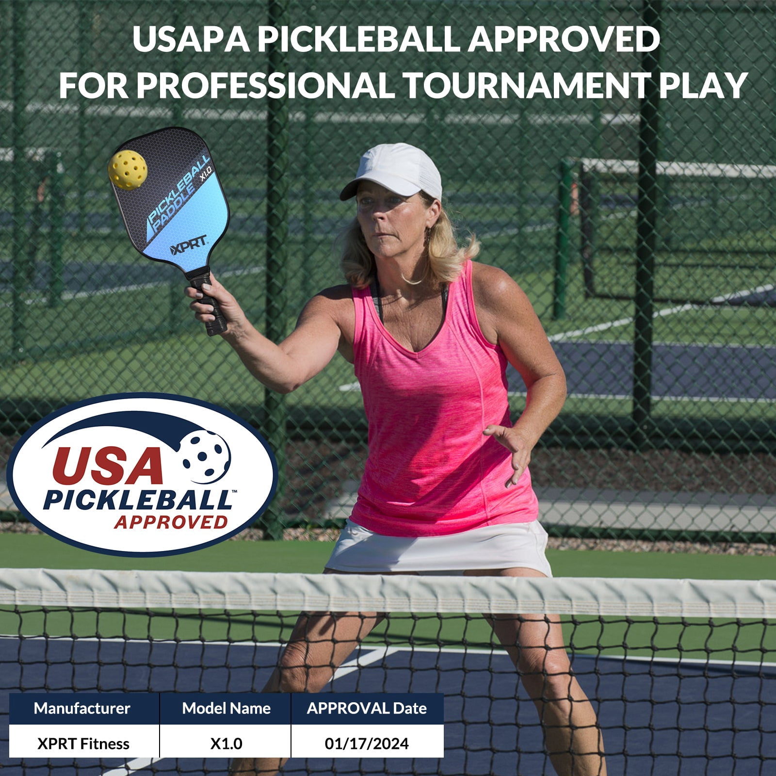 XPRT Pickleball Paddle Set – USAPA Approved Fiberglass Surface, PP Honeycomb Core, Lightweight 7.8 oz, Large Sweet Spot, Includes 2 Paddles, 4 Outdoor Balls, Carry Bag – Tournament Ready Set