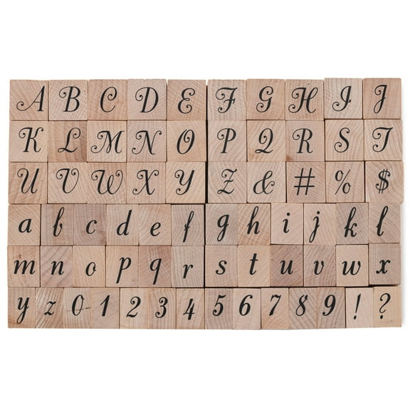 Script Alphabet & Numbers Wood Stamp Set by Recollections - Woods Stamps for Stationary - Scrapbooking - School Projects - Arts & Crafts - 1 Pack