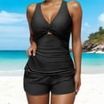 thumbnail image 7 of UTSJKR Women Tankini Swimsuit with Shorts - Two Piece Tummy Control Bathing Suit Twist Knot Swimwear 2025 with Pockets Black XL, 7 of 7