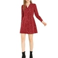 thumbnail image 2 of MODA NOVA Junior's Polka Dots Print V Neck A-Line Casual Dress, 2 of 6