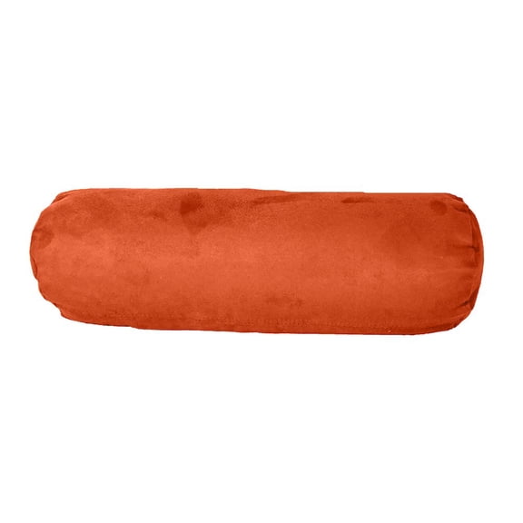 8" X 20" Burnt Orange Zippered Microsuede Solid Color Bolster Pillow