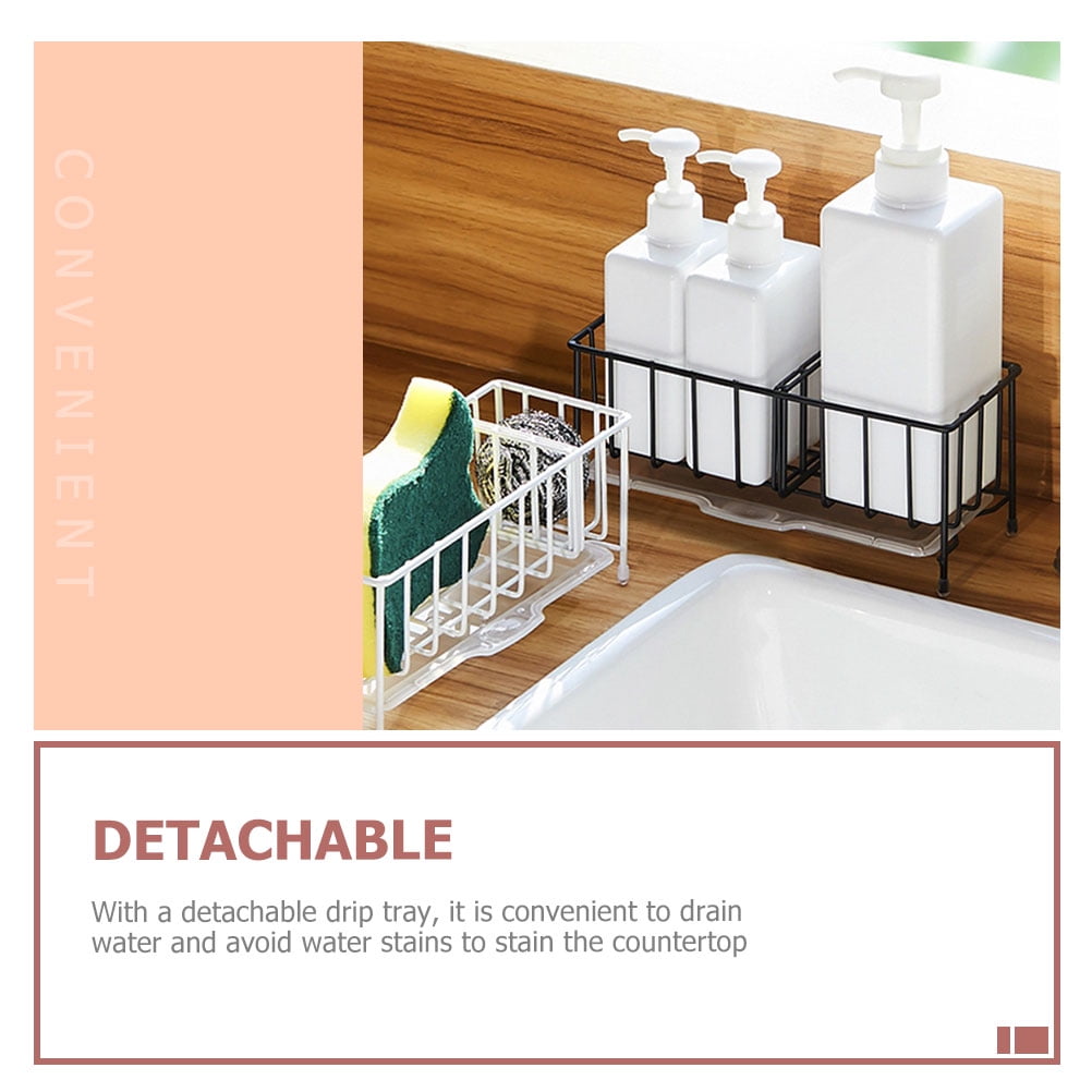 2 Pieces Sponge Tray Kitchen Essential Water Trough Rack Drain Basket Wire Ball Storage Metal Serving Soap Dispenser