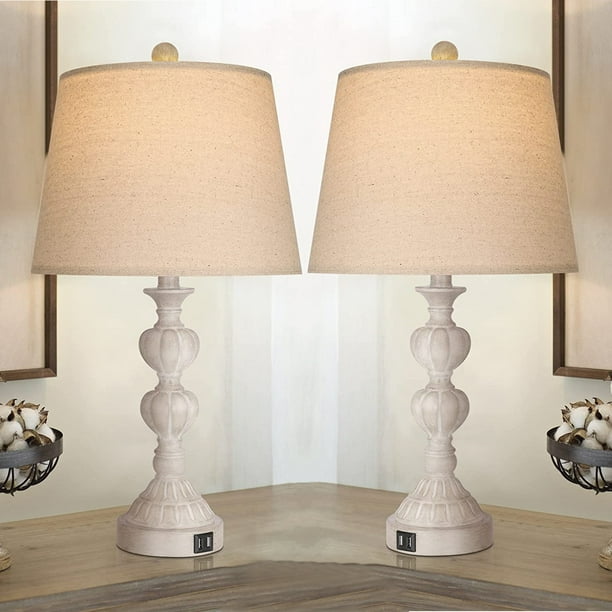 Touch Coastal Farmhouse Table Lamps Set of 2 Dimmable Resin Bedside