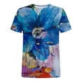 thumbnail image 4 of EQWLJWE Hauts à Col en V pour Femmes T-Shirt Décontracté à Manches Courtes Imprimé Col Rond Blouse Hauts d'Été pour Femmes 2023, 4 of 5
