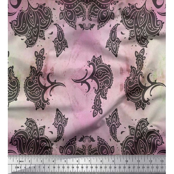 Soimoi Velvet Fabric Artistic Paisley Print Fabric by Yard 58 Inch Wide
