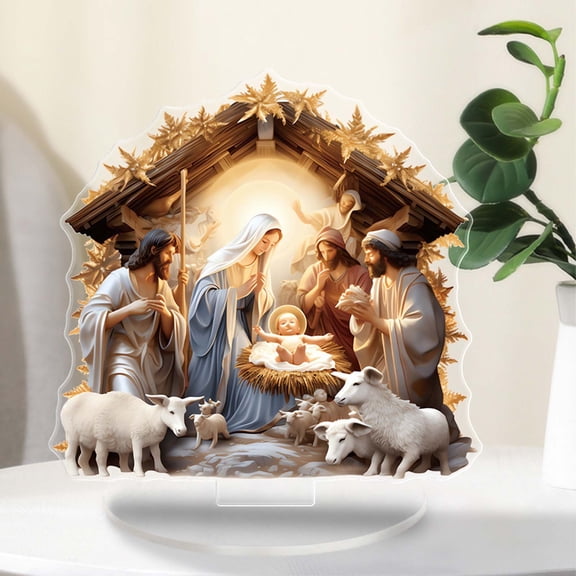 Beautiful Jesus Birth Scene Acrylic Nativity Display Set, Durable and Intricate Christmas Table Centerpiece, Waterproof and Easy to Set Up, Ideal Holiday Decoration Gift