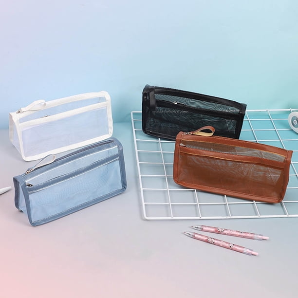 Funda de lápices de tela Oxford con cremallera - Bolsillo de gran capacidad para bolígrafos, cosméticos y material de oficina - 8,7x4,5x3,1 pulgadas