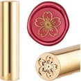 thumbnail image 2 of 1PC Brass Sealing Wax Seal Stamp Wood Handle Cherry Blossom Pattern 15mm, 2 of 5