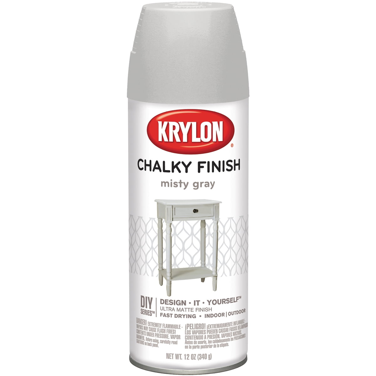 Krylon Chalky Finish Aerosol Spray Paint 12oz Misty Gray