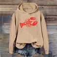 thumbnail image 2 of Funny Red Lobster Printed Oversized Crewneck Sweatshirt Women Long Sleeve Hooded Pullover Tops Fall Fashion For Women 2025 Trendy (Khaki,Large), 2 of 4