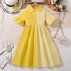 thumbnail image 2 of Odeerbi Chicas Verano Color Block Vestido Camisa Rayas Volantes Manga Corta A-Line Vestido Cuello Solapa Vestido Abotonado, 2 of 9