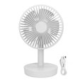 thumbnail image 1 of Ventilador oscilante de escritorio USB de 3 velocidades, ventilador de escritorio personal pequeño de viento suave de 5 aspas con cabezal móvil automático blanco, 1 of 14