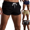 thumbnail image 4 of Yuncity Men Shorts Solid Color High Waist Elastic Thin Lightweight Drawstring Summer Running Jogging Sport Outdoor Daily Wear Men's Shorts Size XXL Navy, 4 of 9