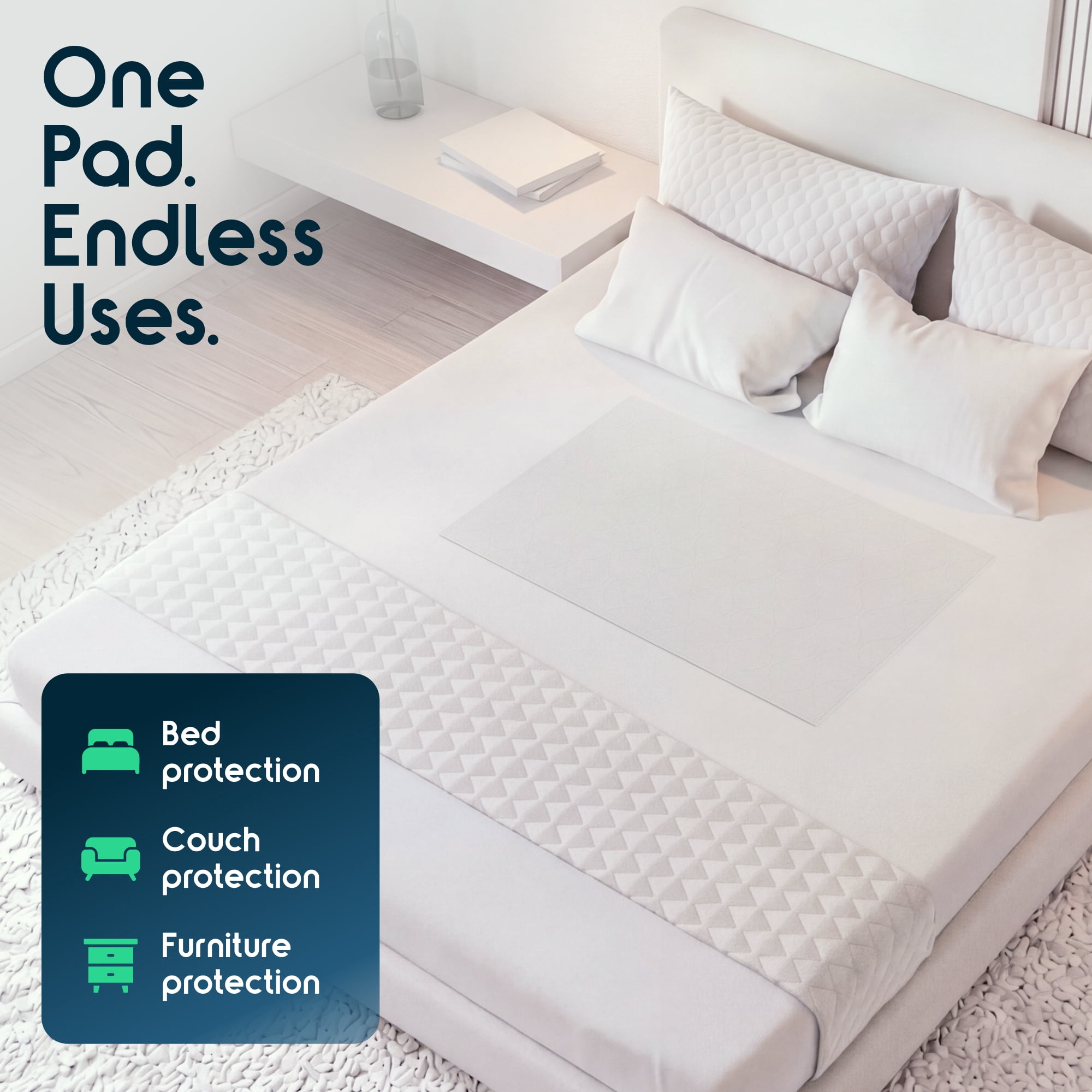 Inspire Washable and Reusable Incontinence Bed Pads 3 Pack Waterproof Mattress Pad Chux Pads (24"x 36'')