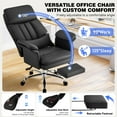 thumbnail image 5 of Furniliving Big and Tall Office Chair, Ergonomic Executive Office Chair with Footrest & Lumbar Support, High Back PU Leather Gaming Chair for Bedroom, Office, Black, 5 of 11