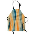 thumbnail image 1 of Vintage Apron Retro Vibrant Stripes Funky Lines Design Patterns Abstract Print, Unisex Kitchen Bib Apron with Adjustable Neck for Cooking Baking Gardening, Marigold Petrol Blue Beige, by Ambesonne, 1 of 3