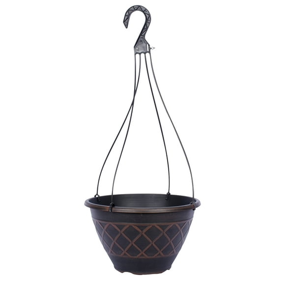 Southern Patio HDR-054825 Hanging Basket Planter, 12 in H, Resin, Brown