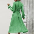 thumbnail image 7 of IROINNID Deals Semi Formal Dress for Women Long Sleeve A-Line Dress V-neck Bandage High Waist Shirt Dress,Green, 7 of 7