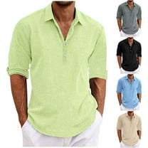 UVEASISHA Cotton Linen Polos Shirt for Men Long Sleeve Breathable Comfy Beach Poloss Solid Casual Golf Shirts Beige XL