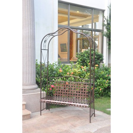 International Caravan Iron Arch Arbor with Bench - 7.25-ft ...
