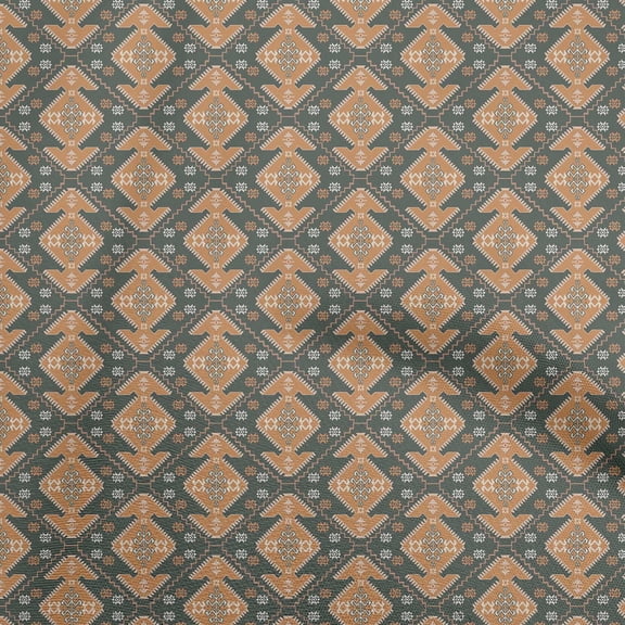 oneOone Cotton Poplin Gray Fabric Asian Kilim Sewing Material Print Fabric By The Yard 42 Inch Wide