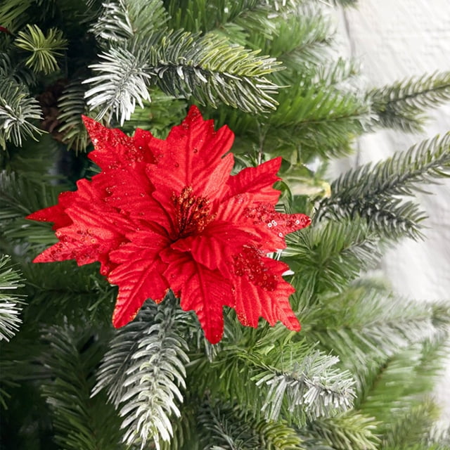 Corona de Flores con Magnolia Brillante para Árbol de Navidad, 6 Colores: Verde, Rojo, Blanco, Rosa, Dorado y Gris. Flores de Tela Realistas, Adorno Navideño Duradero para Decoración de Fiestas En Ca