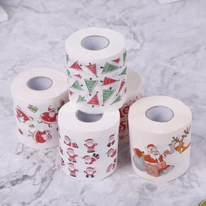 5 Styles Papier Santa Claus Roll Tissu Serviettes de papier Décorations de Noël Xmas Santa Bureau Chambre Papier toilette 10 Rouleaux
