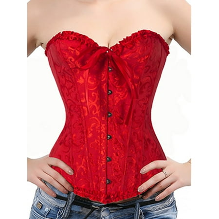 

Women s Lace up Corset Fashion Vintage Shapewear Brocade Lace Boned Renaissance Corset Overbust Corset with Plus Size S-6XL