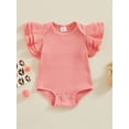 thumbnail image 2 of Suealasg Newborn Baby Girls Rompers Fly Sleeve Ribbed Layered Knit Bodysuits Infant Girls Summer Jumpsuits Clothes, 2 of 9