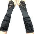 thumbnail image 4 of Minnieouse Encaje Florales Guantes largos Sin dedos Handwear Mitones Bordado Elástico Codo Longitud Traje Accesorios Negro Type2 NO2, 4 of 6