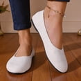 thumbnail image 5 of Gpaecead Women's Flat Shoes Round Toe Flocked Fabric Soft Sole Slip On Comfort Shoes For Casual Work Home White, 5 of 6