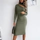 thumbnail image 4 of Moda mujer sexy sólido manga completa delgado cuello alto vestido hueco Fridja  NMB952, 4 of 8