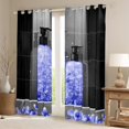 thumbnail image 2 of Erosebridal Petal Shower Gel Curtains Pack of 2 (42Wx63L),Bling Showerhead 30%-50% Black Out Curtains,Slateblue Flower Curtains for Living Room,Floral Bedroom Decorative, 2 of 6