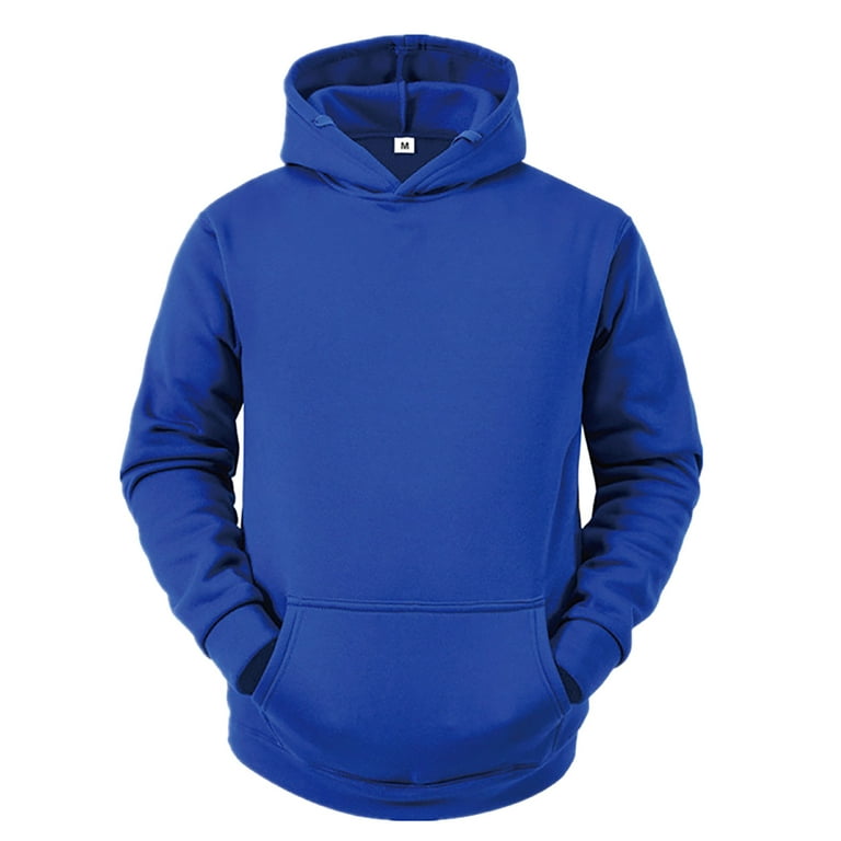 Ovticza Hoodies Y2k Pocket Pullover Long Sleeve Y2k Hooded Drawstring Thin  Lightweight Pullover Sweatshirt Men Blue 2XL 