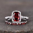 thumbnail image 2 of HeartsAndYou 2ct Natural Red Garnet Halo Bridal Set Engagement Ring 100% 14k SOLID White Gold, 2 of 9