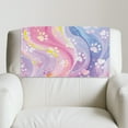 thumbnail image 5 of SCRAWLGOD Paw Marble Print Pink Violet 2 Piece Recliner Headrest Cover Non Slip Headrest Protector PU Leather Sofa Head Rest Covers with Adhesive Backed Hook and Loop,17x27in, 5 of 7