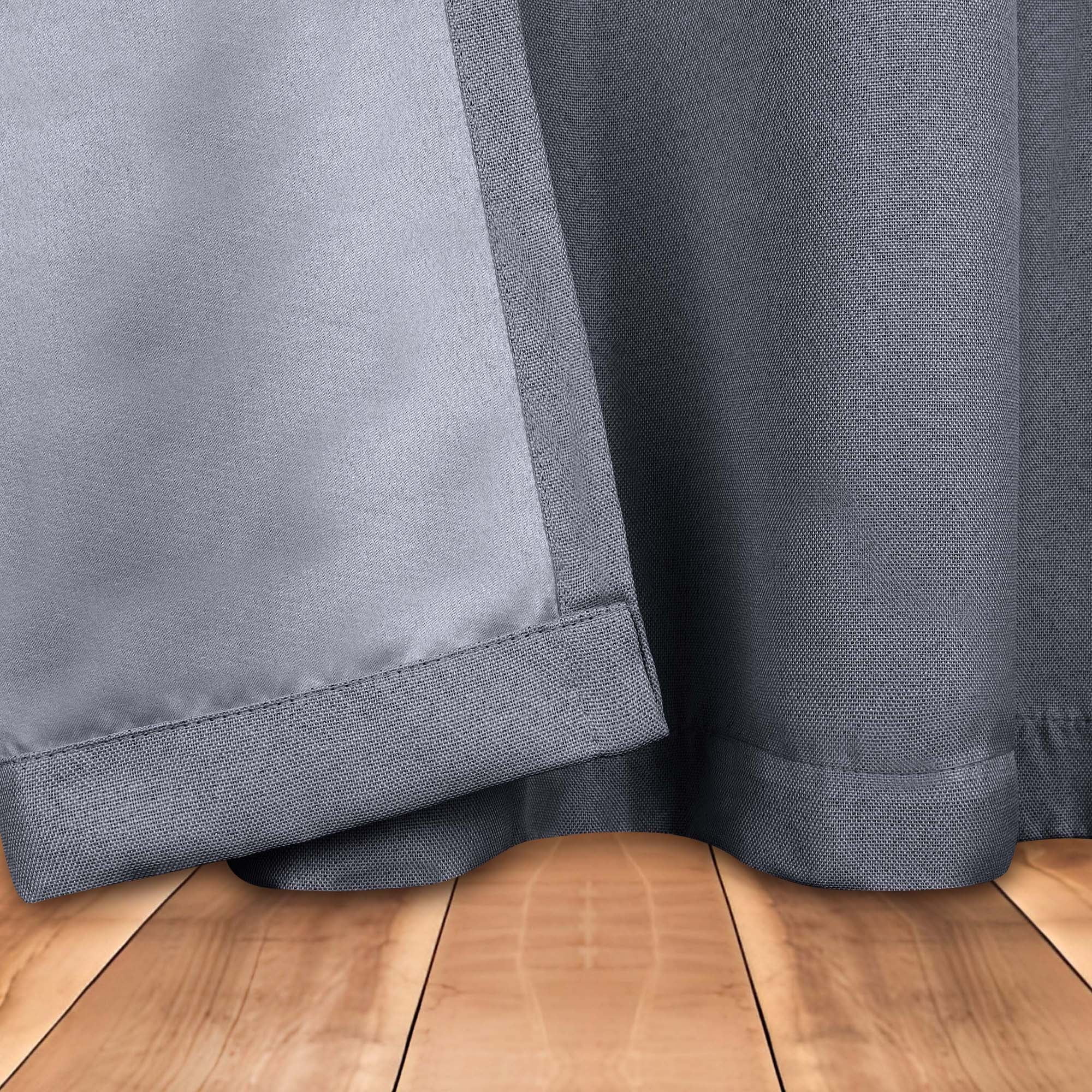 Superior Linen Blackout Curtains Set of 2, Grommet Header Curtain Panel Pair, Charcoal, 52"W x 108"L