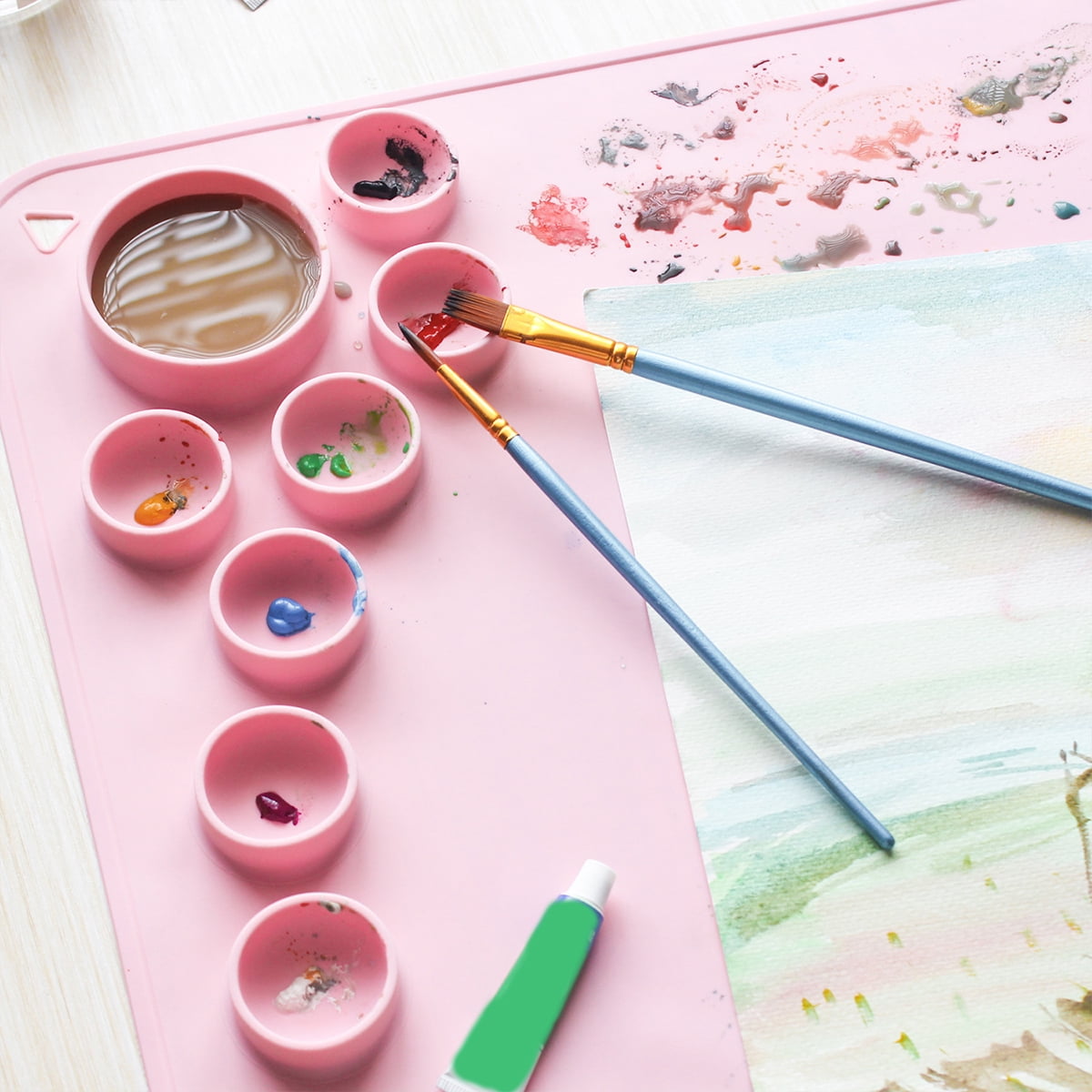 Retrok 24"x16" Large Silicone Craft Mat With Cleaning Cup And Paint