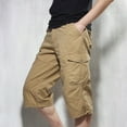 thumbnail image 4 of ZVNAΖH Mens 3/4 Long Cargo Shorts Loose Fit Elastic Work Capri Shorts Below Knee Casual with 7 Pockets, 4 of 5