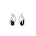 thumbnail image 3 of Rosec Jewels Pear Cut Black Spinel Stud Earrings with Diamond, Nature Inspired Leaf Earrings, 10K White Gold, 3 of 7