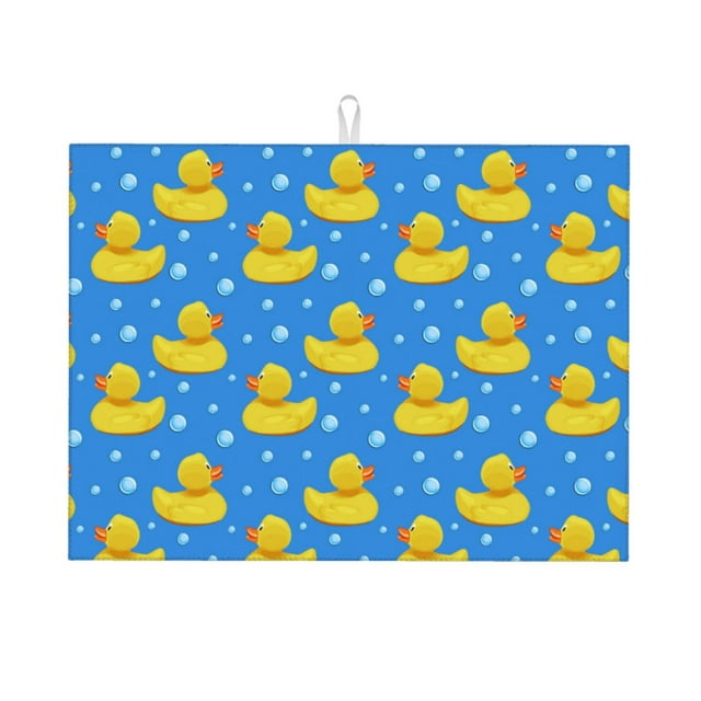 Vsdgher Cute Yellow Rubber Ducks Print Dish Drying Mat Super Absorbent Drying Mat Large Dish Drying Mats for Kitchen Counter Kitchen Drying Mat 24" x 18"